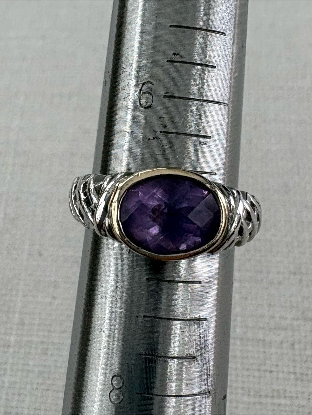 Effy  Pretty Amethyst 14k and Sterling Silver Vintage Ring. Size 6.75